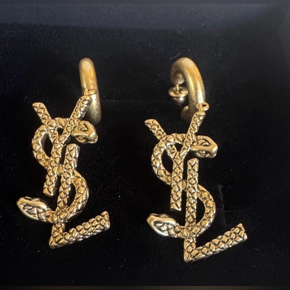 Saint Laurent Gold YSL Earrings - Picture 1 of 5